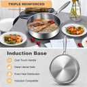 EWFEN Tri-Ply Stainless Steel Frying Pan 3QT, 10 Inch Deep Frying Pan with lids, Skillet, Induction Cooking Pan, Dishwasher and Oven Safe, Fast & Even Heat, Heavy Duty and Detachable Handle