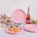 WELLIFE Pink Plastic Plates 10 Inch -150 Count for Party, Disposable Plastic Party Plates for Valentine's Day Easter Mother's Day Baby Shower Dinner Dessert Cake Light Pink