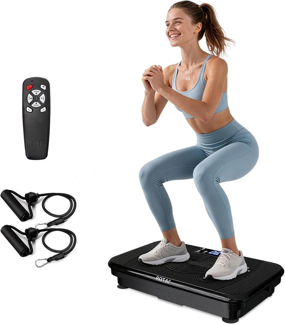ROTAI Vibration Plate for Lymphatic Drainage & Full Body Workout - Home Exercise Machine for Weight Loss and Muscle Toning for Men & Women, 400 lbs Capacity Fitness Platform