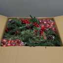 Set of 2 Outdoor Pathway Christmas Trees with Lights, 30in Prelit Battery Operated Artificial Xmas Tree Holiday Dcor for Porch, Urn & Planter Filler, Red Berries, Pine Cones, Ball Ornaments