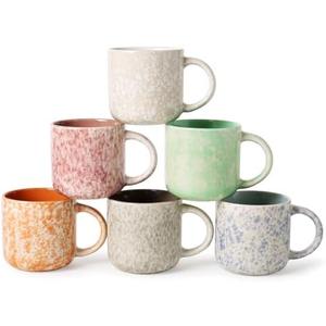 MONITO 12 OZ Coffee Mugs Set of 6, Modern Coffee Mugs Set with handle for Tea/Latte/Cappuccino/Milk/Cocoa.