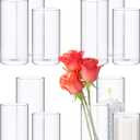 Didaey 12 Pcs Cylinder Vases Set for Centerpieces 3.4''Diameter 4/5/6/7/8/10 Inch Tall Clear Glass Vase Hurricane Floating Candle Holder for Table Decoration (6'',8'',10'' Tall)