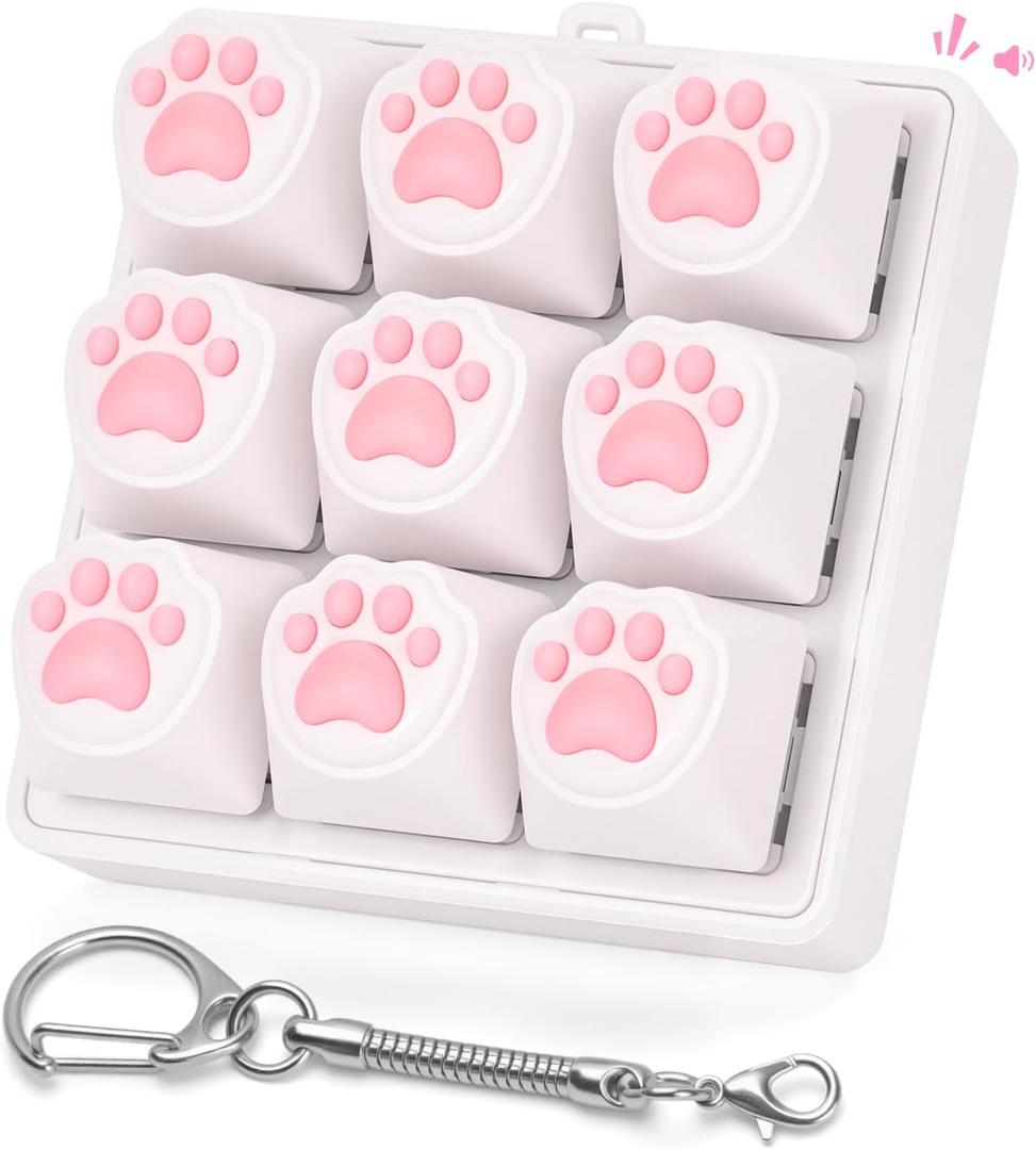 Cat Paw Keyboard Fidget Toys for Adults Clicky Keycap Clicker Keychain for Autism ASMR Work Stress Relief ADHD (Loud Version)