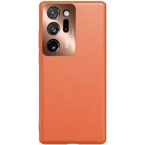 For Samsung Galaxy Note 20 Ultra Case with Leather Quality and Full Metal Lens Back,Slim Cover,Anti-Drop,Orange