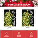 AVOIN colorlife Black Merry Christmas House Flag 28x40 Inch Double Sided, Christmas Tree Xmas Winter Holiday Yard Outdoor Decorative Flag