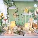 MATAHUM Modern Farmhouse Lantern Decor, 17" 13" Set of 2 Wedding Lantern Centerpiece with Pillar Candle, White Candle Lanterns Decorative for Wedding, Mantle, Porch, Indoor, Outdoor, Valentine Decor