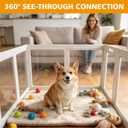 Clear Acrylic Dog Playpen with Door, (White, 23.6H, 8 Panesls), Indoor Dog Fence with Safety Lock, Easy Clean Play Pen for Dogs & Pets, Tool-Free Setup, for Puppies & Small Dogs
