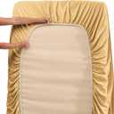 Nestl 7-Piece Queen Duvet Cover and Bed Sheet Set - Includes Duvet Cover, Flat Sheet, Fitted Sheets, 2 Pillowcases and 2 Pillow Shams - Complete Luxury Soft Microfiber Bedding Set, Camel Gold