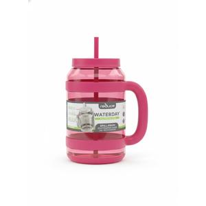 REDUCE WaterDay 80 oz Water Jug with Time/Ounce Markings - Spill-Proof Straw, Durable Tritan - Big Water Bottle for Daily Hydration - Dishwasher Safe, Clear & Easy to Clean, Lilac Bud