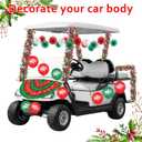 29 Pcs Christmas Golf Cart Decoration Kit with Semicircular Flag Red Green Snowflake? Paper Fans Balloon Ribbon and Tape for Christmas Parades, Parties & Home Decor