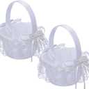 White Wedding Decoration - Romantic Party Bridal Flower Basket (Portable)
