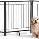 Faesun Dog Gate Indoor, Freestanding Dog Fence, 59x24-Inch Metal Pet Gate for Dogs, 3-Panel Puppy Gates for Doorways, Hallways, Stairs, Black