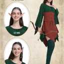 4 Pcs Fairy Costume for Woman Renaissance Dress Costume, Women Elf Medieval Irish Dress Ear Head Chain for Halloween (XL)