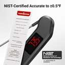 Professional Digital Meat Thermometer, 1 Sec Instant Read, 0.5 Accuracy NIST&NSF Certified Food Thermometer, Auto-Rotate Bright LED Screen, Highly Waterproof Cooking Thermometer for Grill BBQ, Black
