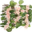 Artificial Flower Privacy Fence Screen Retractable Garden Trellis for Outdoor Patio Balcony and Deck Decoration Expandable Lattice Panels Faux Floral Design