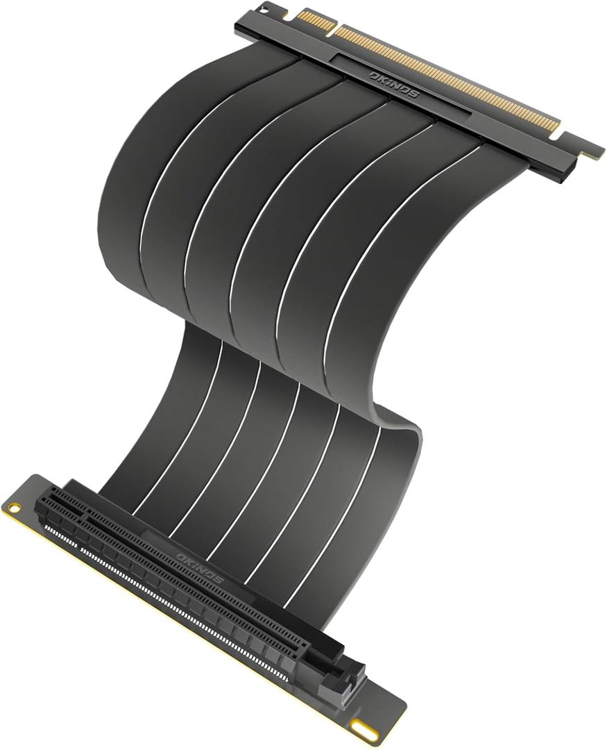 Okinos, PCI-E 4.0 Riser Cable, Compatible with RTX4090, RTX4080, RX7900XTX, PCIe 4.0 x16 High Speed Flexible Extender Card Extension Port 90 Degree Adapter, 200mm Black