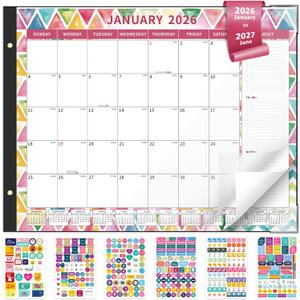Ospelelf Desk Calendar 2026-2027 Large 22"x17" Monthly Family Planner Pad with Protective Cover 18 Months January 2026 - June 2027 Geometry