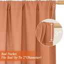 LAMIT Cafe Linen Curtains 36 Inch Length for Small Windows, Rod Pocket Light Filtering Drapes Boho Privacy Window Panels for Kitchen/Bathroom, 2 Panels, 42 x 36 Inch, Terracotta