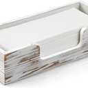 Paper Towel Dispenser Countertop, White Washed Wood Folded Paper Hand Towel Holder for Guest Bathroom, Commercial Tabletop Tissue Dispenser Tray for Multifold C-Fold, Z-Fold, Trifold (1 Pack,Small)