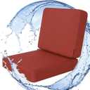 Favoyard Outdoor Deep Seat Cushion Set, 24 x 24 Inch Rainproof & 3-Year Fade Resistant Patio Furniture Cushions, Removable Seat Bottom & Back Cushion Covers with Ties for Chair, Sofa, Couch, Red