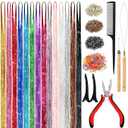 Hair Tinsel Kit (48 Inch, 14 Colors, 3500 Strands), Tinsel Hair Extensions with Tools, Heat Resistant Fairy Hair Tinsel Kit for Women Hair Accessories