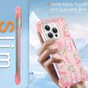 AIGOMARA Slim Frameless for iPhone 15 Pro Max Case, Cute Ribbon Bow Rose Design Clear Glitter Phone Case for Women Girls, Ultra-Thin Minimalist Borderless Hard PC Shockproof Case Cover, Pink