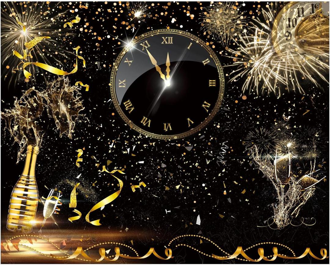 YYNXSY 10X8FT Happy New Year Backdrop Black and Gold Photography Background Cheers to The New Year Count Down Eve Party Backdrop Decoration Supplies Photo Booth Props YY-11503