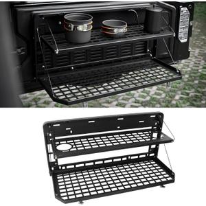 Z8 JK/JL Metal Tailgate Tactical Molle Panel,Double Layer Tailgate Table Foldable Rear Cargo Shelf Compatible with Jeep Wrangler 2007-2018 JK JKU & 2018-2022 JL JLU