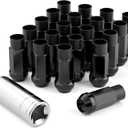 20PCS M12x1.5 Open End Bulge Acorn Black Lug Nuts - 60 Conical Seat - 50mm Height, Lug Nuts for Aftermarket Wheels with 1 Spline Key