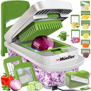 Mueller The Real Original Pro Chopper since 2013 Vegetable Chopper Mandoline Slicer, 8 Blade Food Veggie Chopper Onion Vegetable Cutter with Container, Kitchen Gadgets & Essentials, (10 in 1) (Gray)