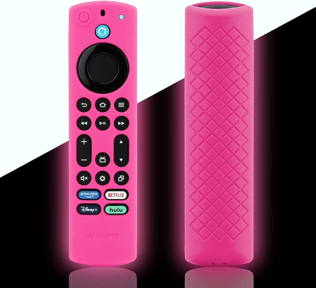 LEFXMOPHY Fire Stick 4k Max 2023 remote cover Replacement for Fire TV Stick 4K Max (2nd Gen), Omni Series or TV 4-Series 2021, Silicone Protective Case Skin Sleeve, Hot Pink, Glow in Dark