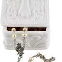 Autom White Porcelain Cross Rosary Jewelry Box (Rectangle)