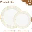60Pcs Ivory Gold Plastic Plates, Elegant Disposable Dinner Plates Combo Pack 10in Dinner Plate and 7in Dessert Plate Fancy Gold Rim Dinnerware Set for Party, Wedding