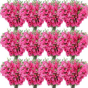 100 Pcs Artificial Faux Bougainvillea Fake Flower Silk Bougainvillea Branches UV Resistant Outdoor Indoor Decoration for Wedding Home Centerpieces Outside Decor (Rose Red)