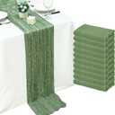 10Pack Sage Green Cheesecloth Table Runner Sheer Gauze Cheese Cloth Table Runners, Sage Green Table Runner for Wedding Party Baby Shower Home Decor