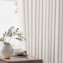 Extra Wide Pinch Pleat Curtains 84 Inches Long for Patio Sliding Glass Door Natural Cream Linen 60 Inch Wide Curtain Memory Trained Pleated Drapes Hooks Rings 60x84 Curtain for Large Window 1 Panel