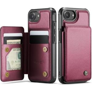 Vinich for iPhone 16e Wallet Case with Card Holder, RFID Blocking Credit Slots Kickstand Shockproof Phone Cover for Women Men, Wine Red
