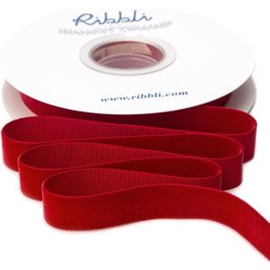 Ribbli Polyester Dark Red Velvet Ribbon,5/8 Inches Continuous10-Yard Spool,Christmas Ribbon for Gift Wrapping,Floral Bouquets, Home Decor