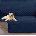 U-NICE HOME Loveseat Sofa Cover Reversible Couch Cover for Dogs with Elastic Straps Water Resistant Furniture Protector for Pets Couch Cover for 2 Cushion Couch (Loveseat, Navy/Taupe)