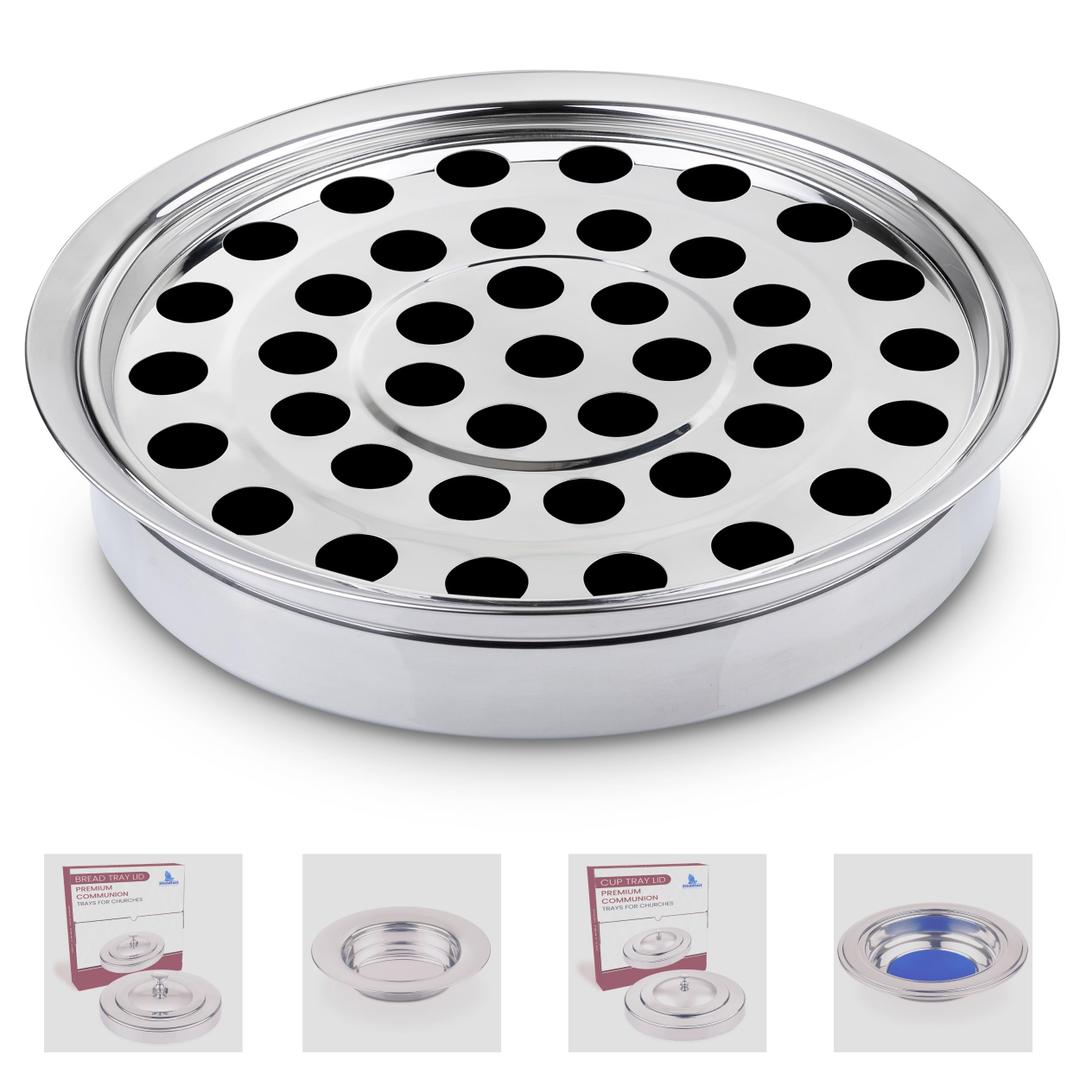 (Cup Tray) Silver Premium Communion Trays for Churches | Stainless Steel Communion Set, Supplies | 40 Cup Tray | Church Communion Ware Sets