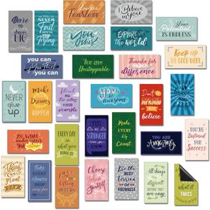 Xuhal 60 Pcs Inspirational Magnets Bulk Rectangle Positive Affirmation Magnets Decals Decorative Inspiring Quotes Fridge Magnetic Stickers for Adults Students Team Motivational Gifts (Classic)