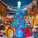 COMIN 7 FT Christmas Decorations Inflatables Tree Outdoor Blow Up Yard Gift Box with Built-in LEDs for Indoor Party Garden Lawn Decor