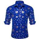 DiBanGu Mens Blue Christmas Dress Shirts for Men Long Sleeve Button Down Xmas Shirts for Party Prom Perform Medium