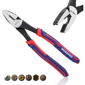 WORKPRO 8" Linesman Screw Extractor Pliers(Combination Pliers) with Unique Non-slip Jaws, Stripped Screw Remover Tool, Lineman Plier for Quickly Removal of Damaged or Rusted Fasteners