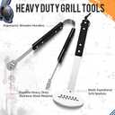 2 x Baderke 3 Pcs Christmas Football Grilling Gifts Set for Men Dad Grill BBQ Accessories Large Heavy Duty Stainless Steel Grill Utensil Spatula Tong with Bag for Football Lover Birthday Gift