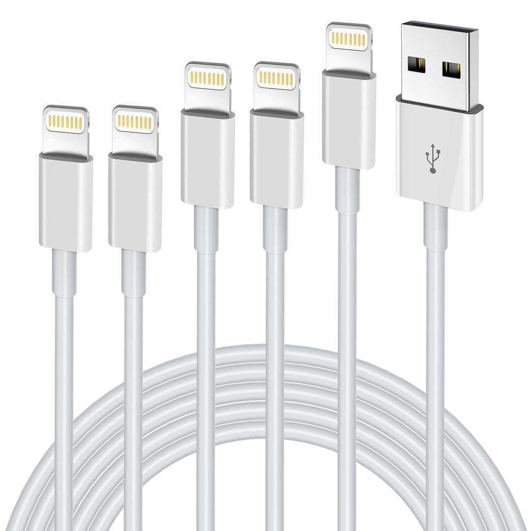 [Apple MFi Certified] Lightning Cable 5pack [3/3/6/6/10FT] Fast iPhone Charging Cord Compatible for iPhone 14/13 mini/13/12/11 Pro MAX/XR/XS/8/7/Plus/6S/SE/iPad