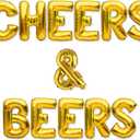 PartyForever CHEERS & BEERS Balloons Banner Gold Birthday Party Decorations Sign