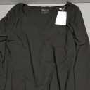 REORIA Women's V Neck Long Sleeve Bodysuits Comfy Double Lined Basic Tank Top Body Suits (Medium, Black)