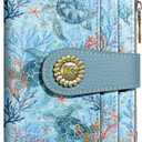 Kelvoris Sea Turtle Small Rfid Women Wallet Bifold Zipper Coin Pocket PU Leather Compact Cash Credit Card Holder Travel Wallet for Female Ladies Teen Girls 1 ID Window 10 Card Slots
