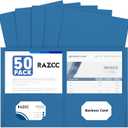 Two Pocket Folders, RAZCC 50 Pack 2 Pocket Folders Fit Letter Size Paper, Paper Folders with Pockets for School Office Business Home, Navy Blue